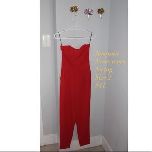 Chic orange red sleeveless corset top jumpsuit